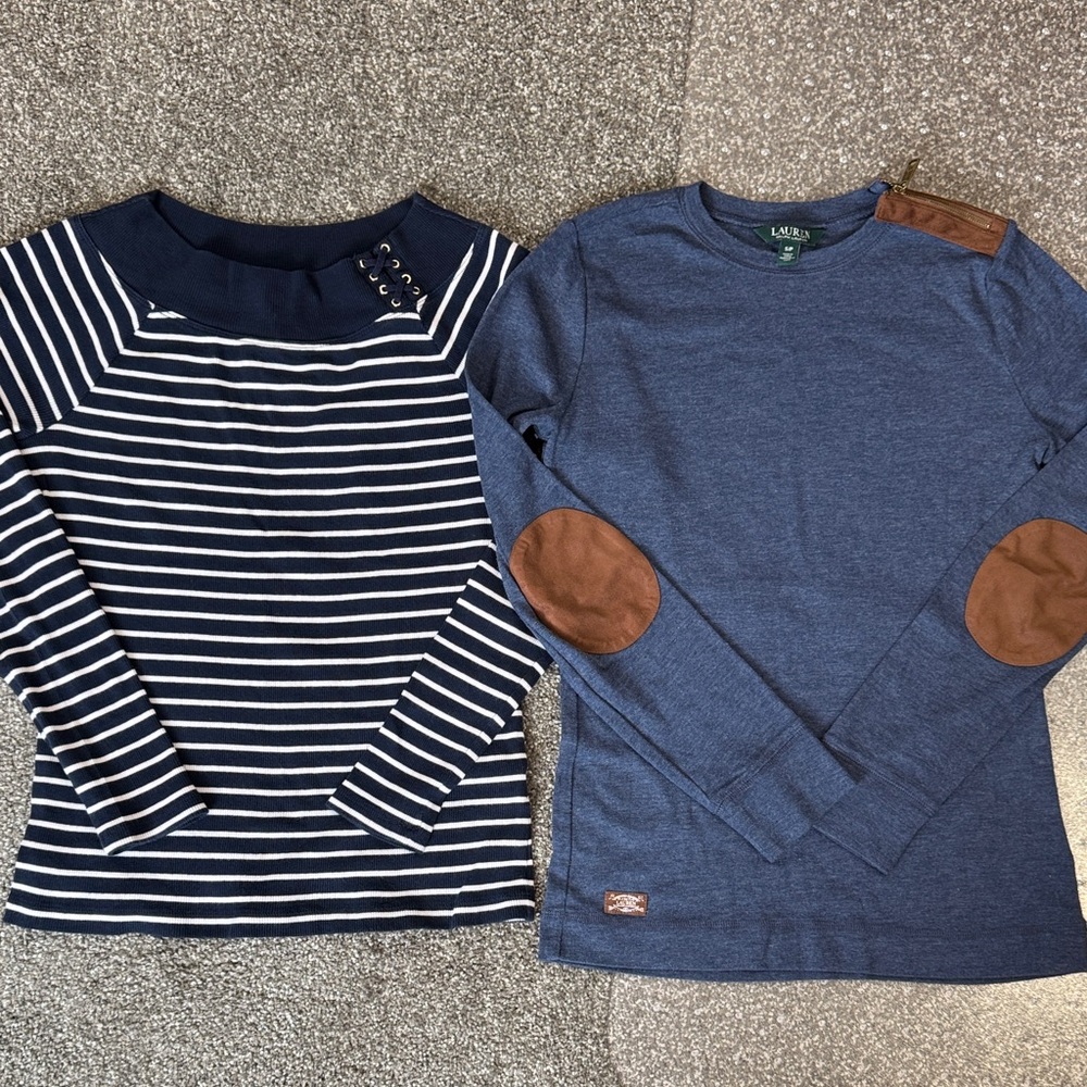 Lauren Ralph Lauren Navy Striped and Blue Tops size M and size S